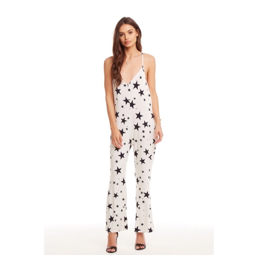 Chaser Star-Patterned Black and White Jumpsuit